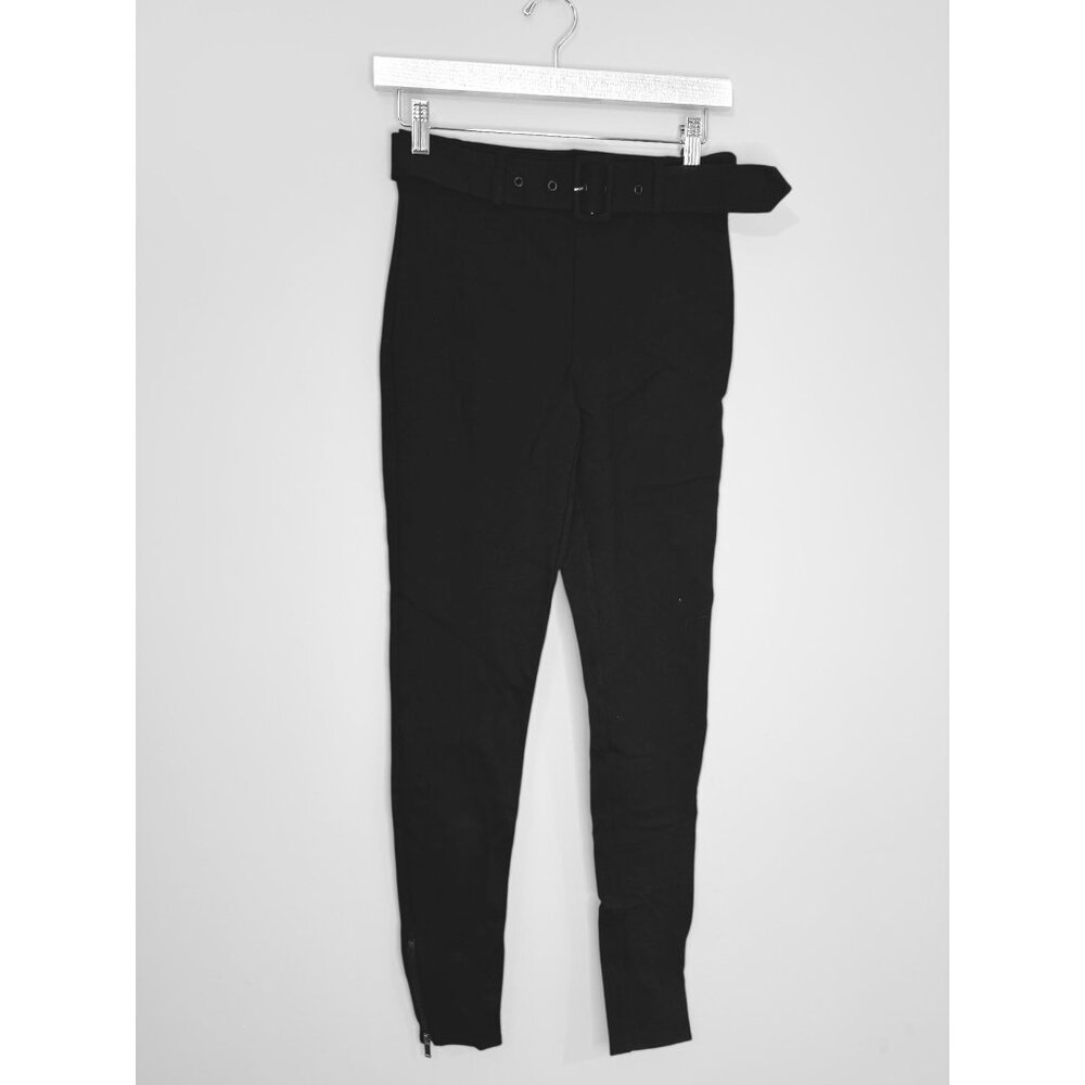 NEW Generation Love Ponte Skinny Stretch Black Pants Belt Size US 2 [jb]